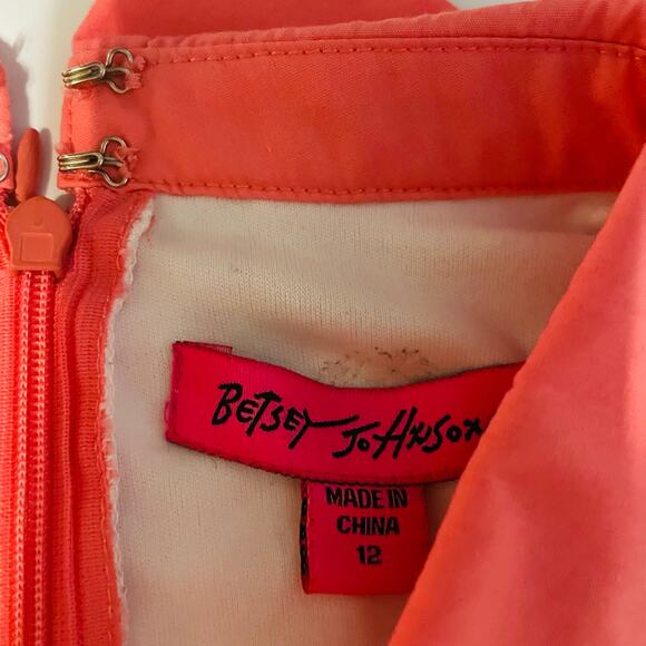 Betsey Johnson Lace Dress Womens Size 12 Peach Pink Peter Pan Collar Preppy - Picture 4 of 6